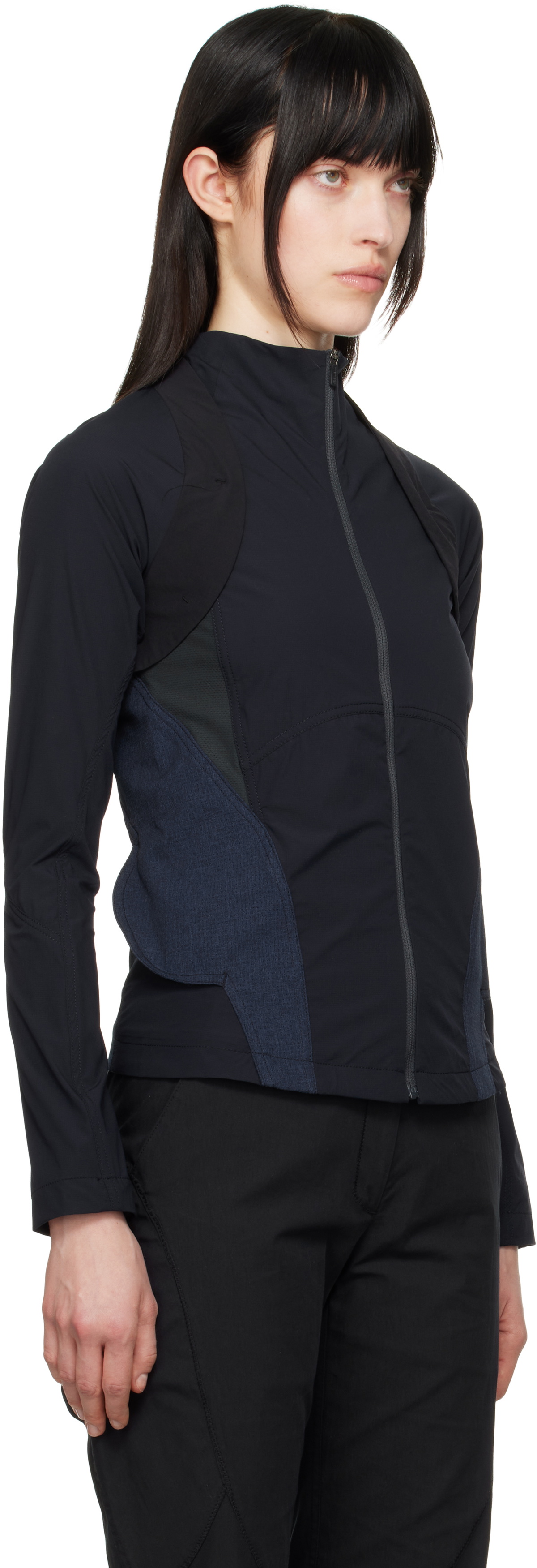 HYEIN SEO Navy & Black Paneled Windbreaker Jacket