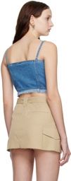 System Blue Paneled Denim Tank Top