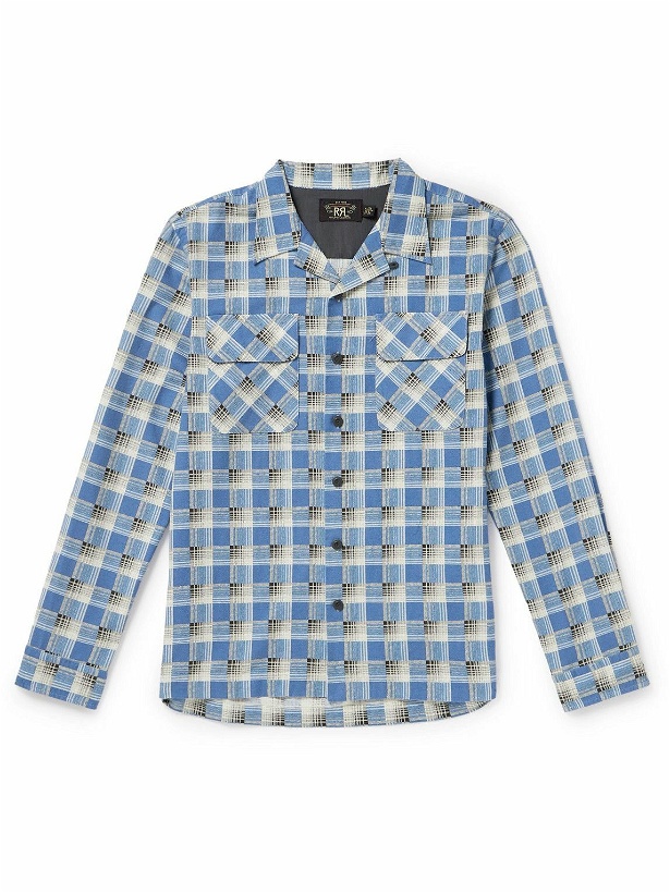 Photo: RRL - Convertible-Collar Checked Cotton-Flannel Shirt - Blue