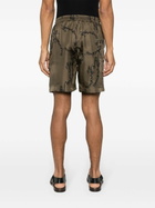 Nanushka Green Abstract-Print Silk Shorts