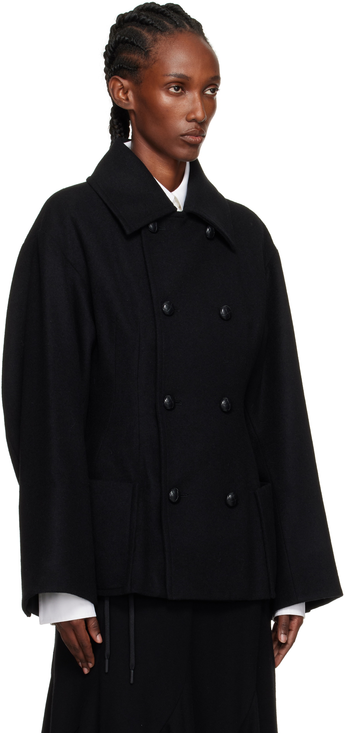YOHJI YAMAMOTO Black Darts Pea Coat