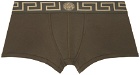 Versace Underwear Khaki Greca Border Boxer Briefs