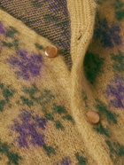 Needles - Jacquard-Knit Brushed Mohair-Blend Cardigan - Brown