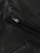AMIRI - Hollywood Cropped Logo-Appliquéd Leather Biker Jacket - Black