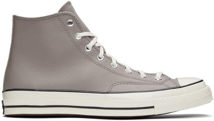 Photo: Converse Gray Leather Chuck 70 Hi Sneakers