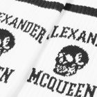 Alexander McQueen Men's Varsity Skull Logo Sock in White/Black