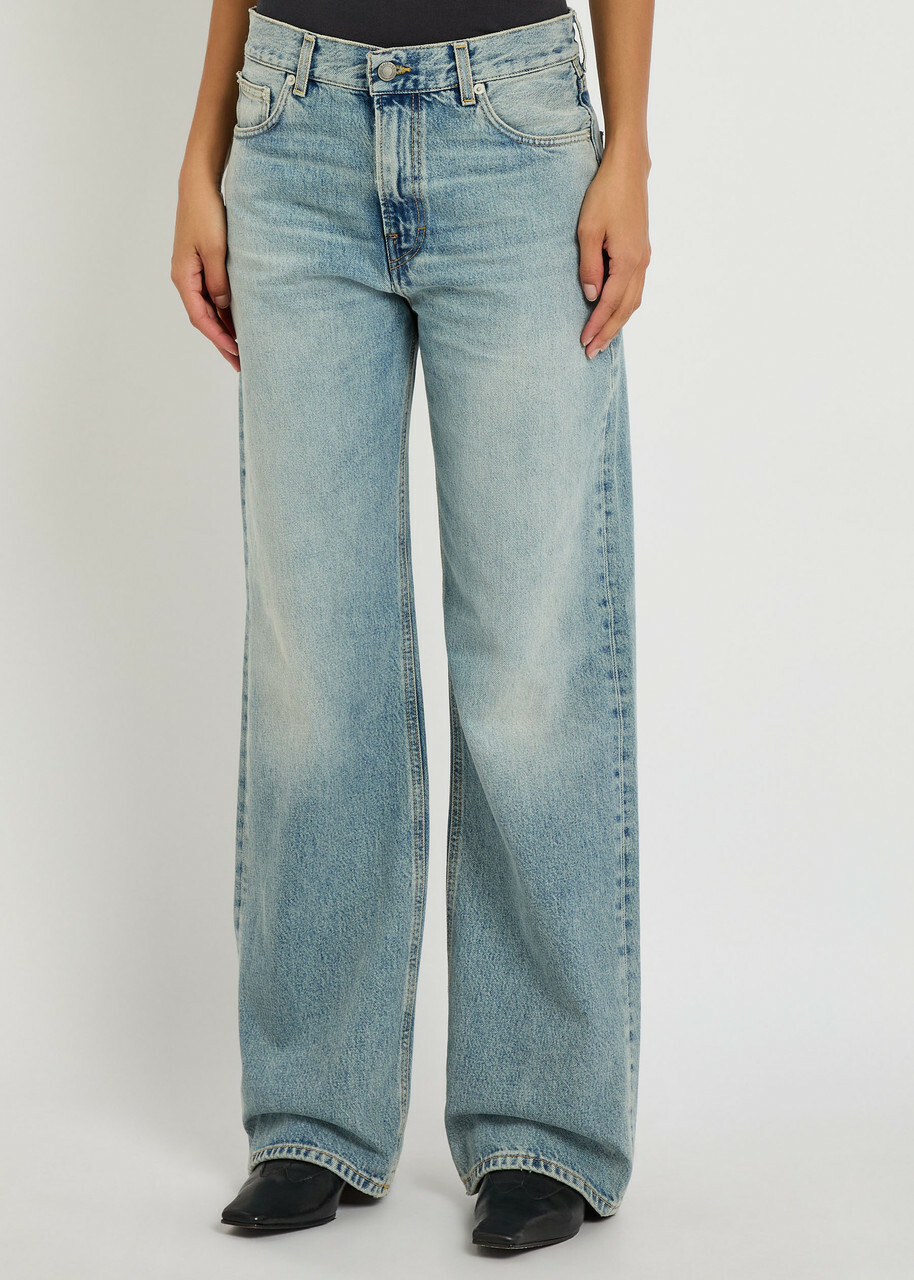 Haikure Korea Straight-leg Jeans Blue