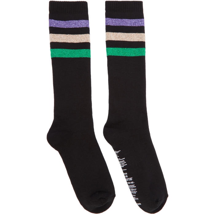 Photo: Palm Angels Black Lurex Stripes Socks