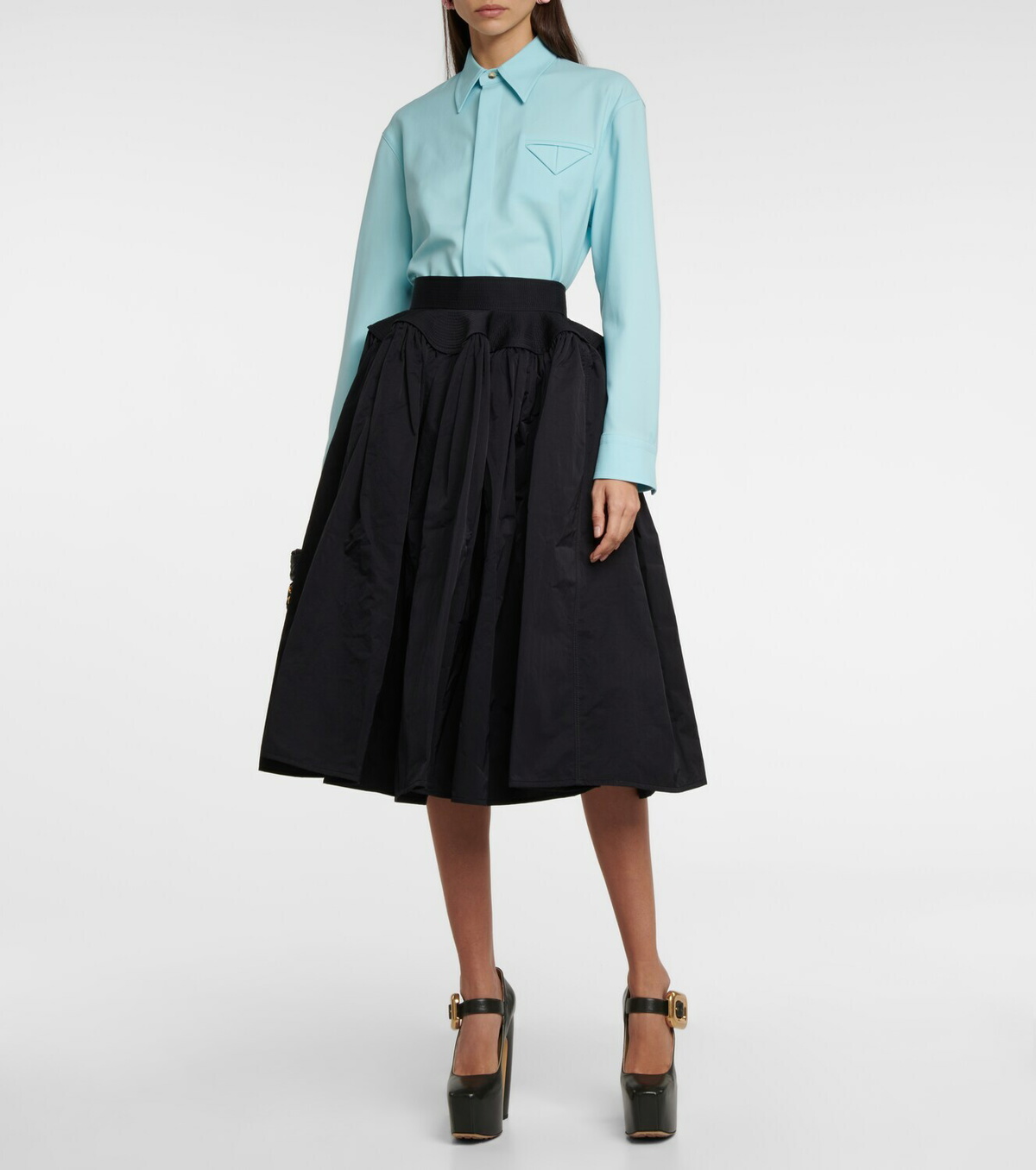 Bottega Veneta Nylon peplum midi skirt Bottega Veneta