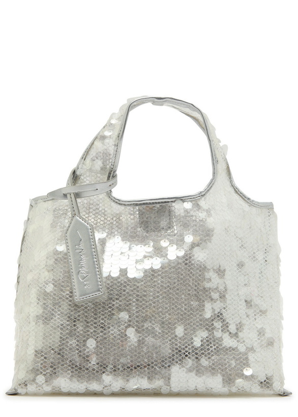 Photo: 3.1 Phillip Lim Mini Market Sequin-embellished Mesh Tote bag - Silver - One Size