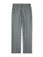 Officine Générale - Nash Straight-Leg Belted Printed Silk Trousers - Gray