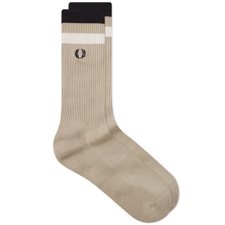 Photo: Fred Perry Men's Bold Tipped Socks in Oatmeal/Black
