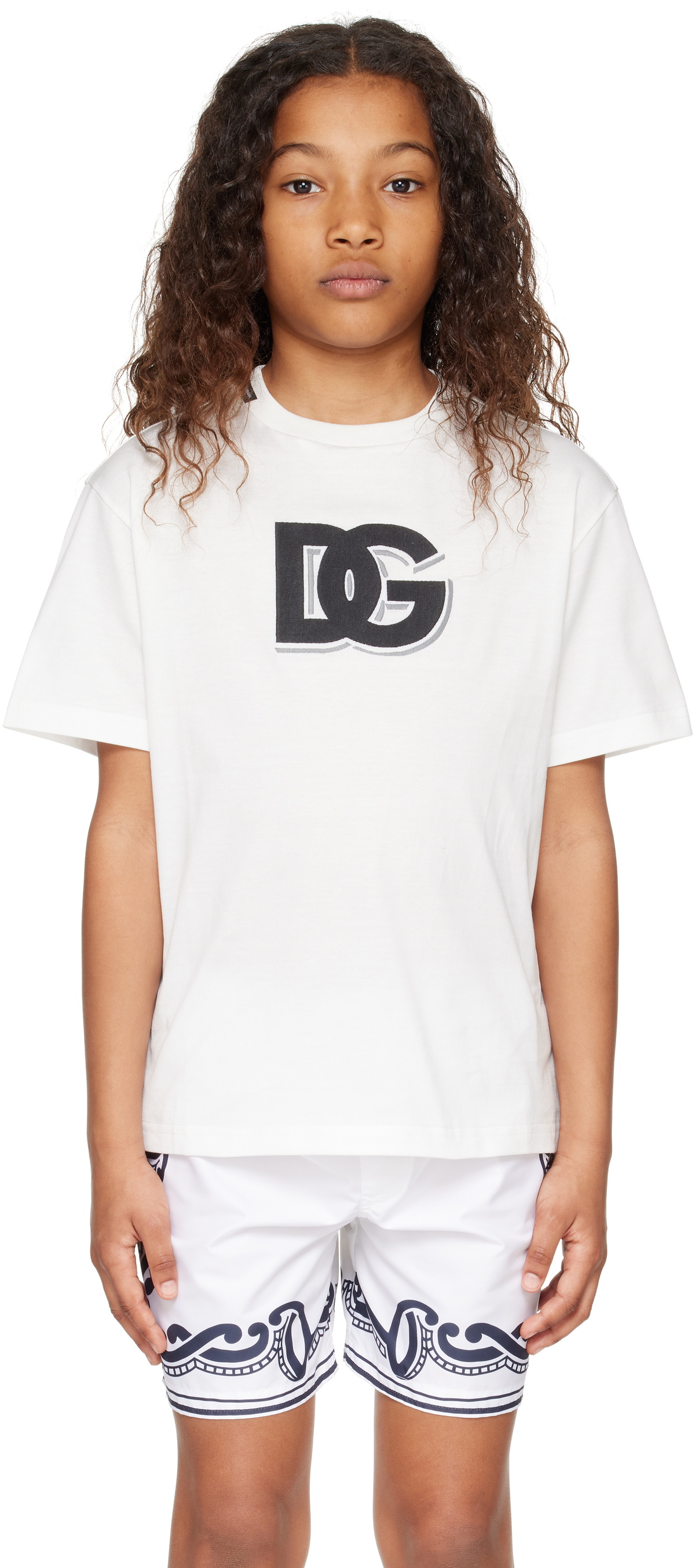 Dolce&Gabbana Kids White DG Logo Jersey T-shirt