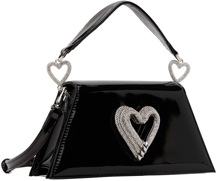 クラッチバッグ Mach & Mach Heart-Shaped Black Clutch With Shimmering Mach & Mach Crystal Heart Clutch - Black | Editorialist