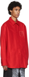 Raf Simons Red Leather Patch Shirt