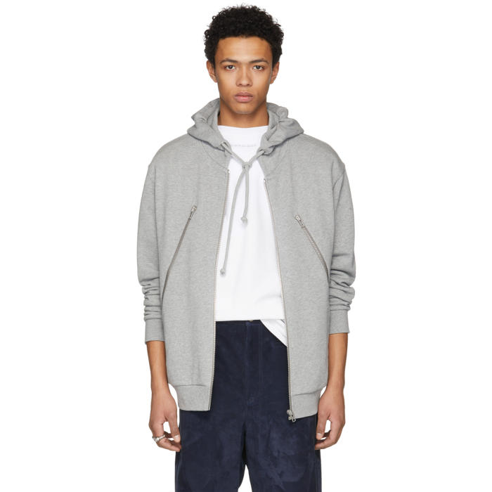 Maison Margiela Grey Five-Zip Hoodie Maison Margiela