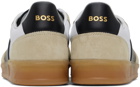 BOSS Beige & White Leather-Suede Sneakers