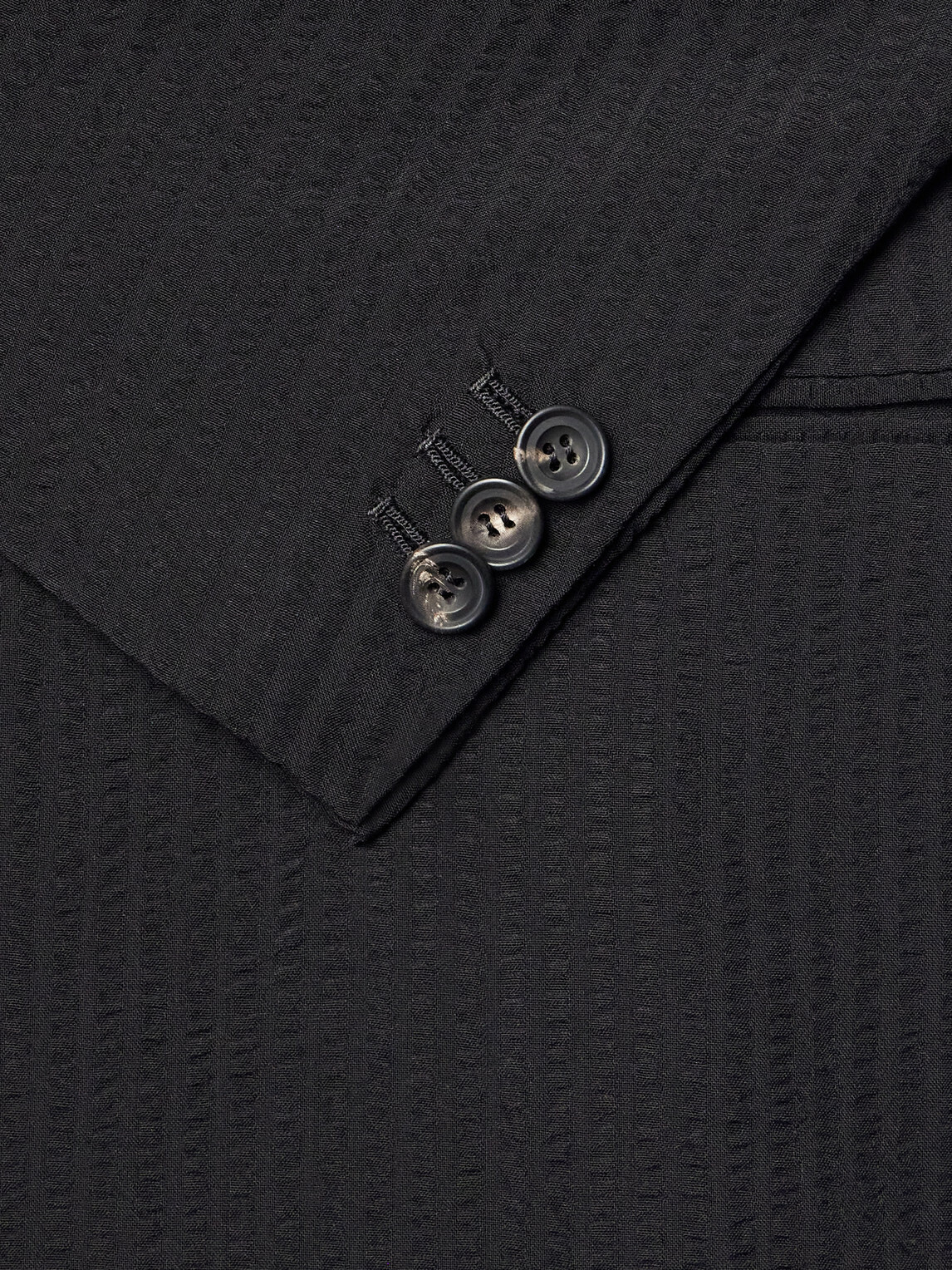 J. Mueser - Seersucker Virgin Wool Suit Jacket - Black