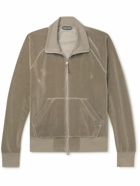 TOM FORD - Cotton-Blend Velour Track Jacket - Brown