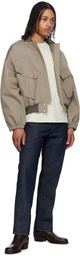 AURALEE Khaki Light Wool Max Padded Flight Bomber Jacket