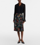 Gucci Pleated floral silk midi skirt