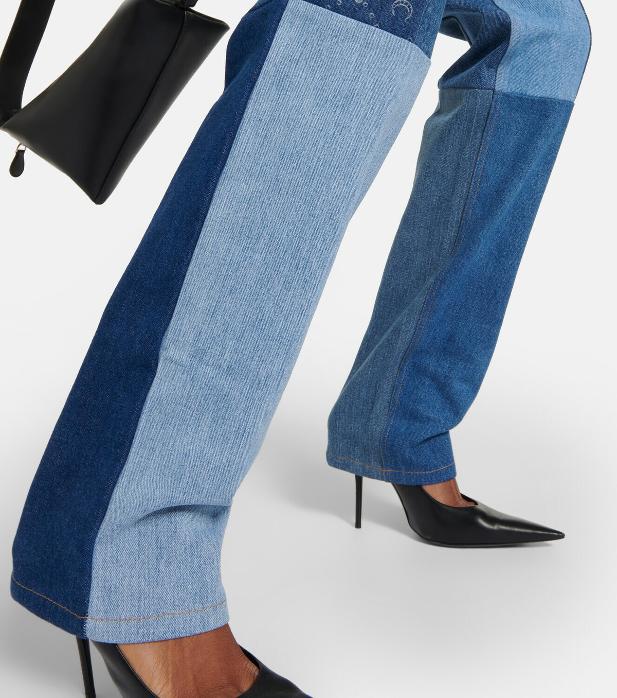 Marine Serre - Moonogram patchwork straight jeans