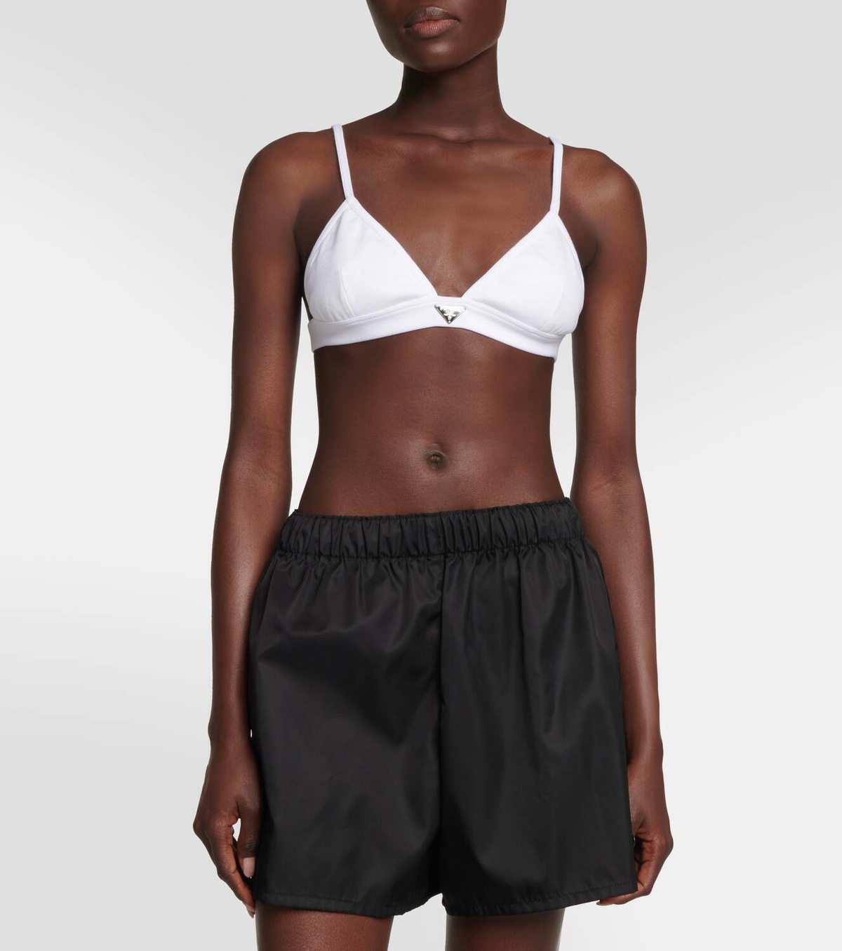 ブラジャー PRADA  Brassiere logo Prada Logo cotton jersey bralette Prada