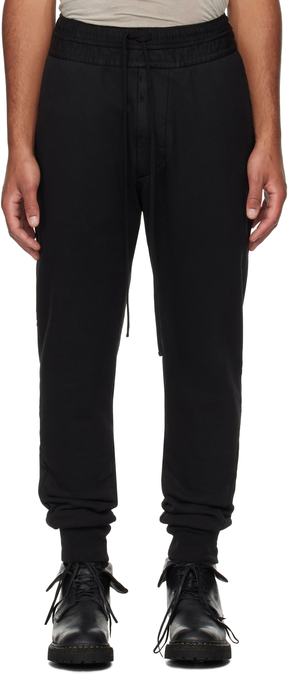 Julius Black Drop-Crotch Runner Sweatpants Julius