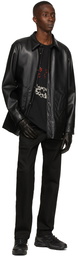 44 Label Group Black Recycled Leather Hatay Overshirt Jacket