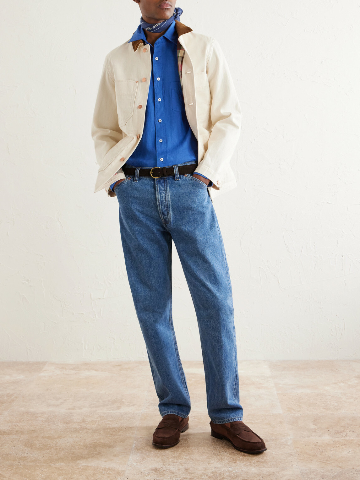 Drake's - Linen Shirt - Blue