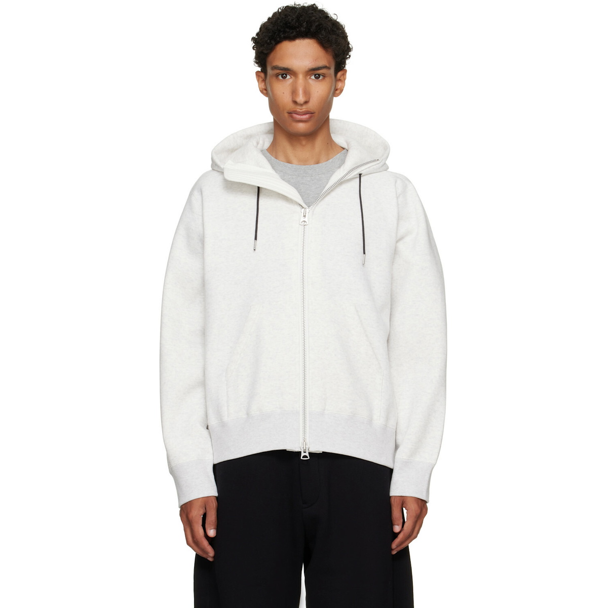 sacai Off-White Cotton Jersey Hoodie