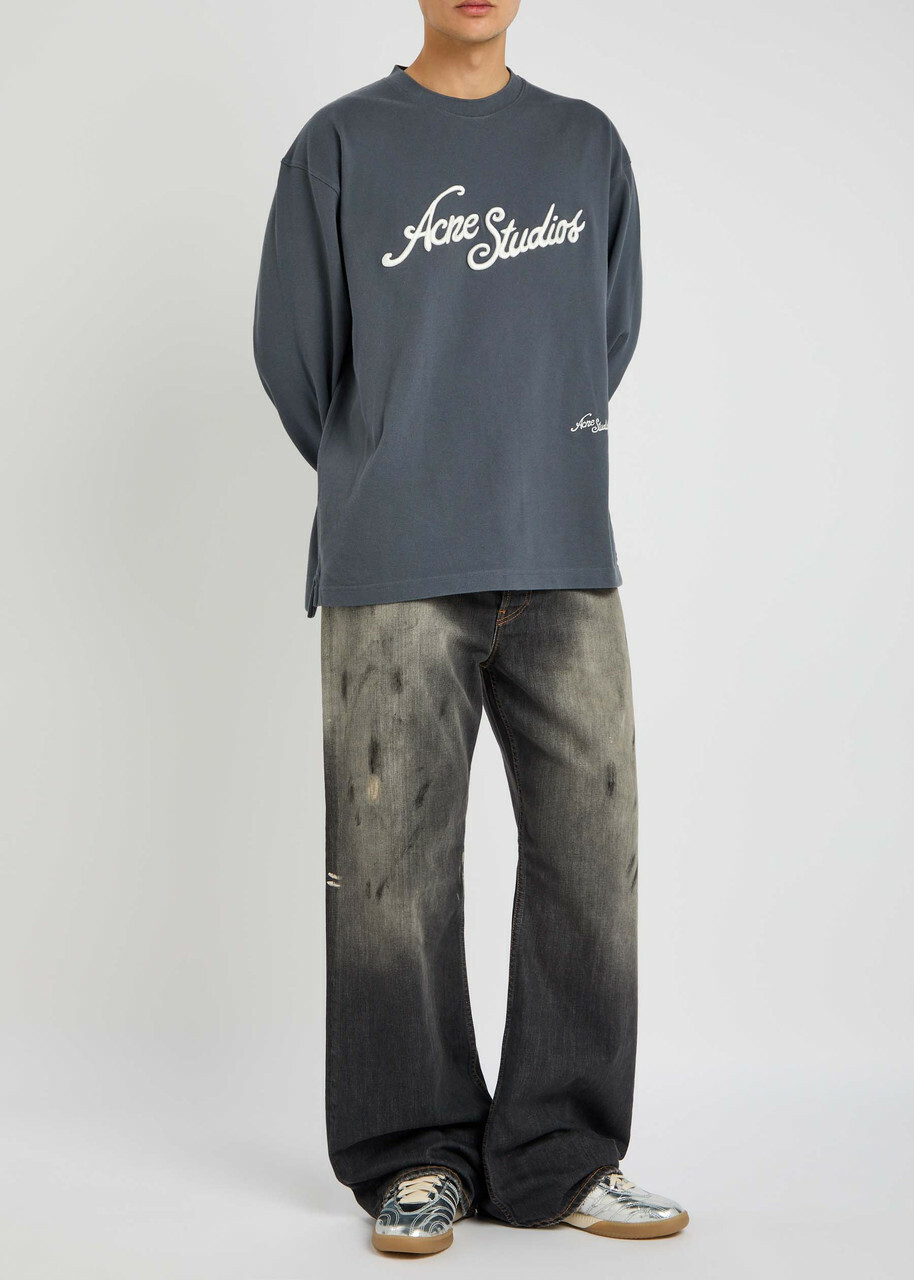 Acne Studios Paint-splatter Straight-leg Puddle Jeans Black