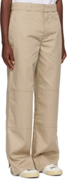 Palm Angels Beige Reversed Waistband Trousers