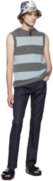 Erdem Grey & Blue Mohair Ethan Vest