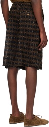 Glass Cypress Black & Brown Drawstring Shorts