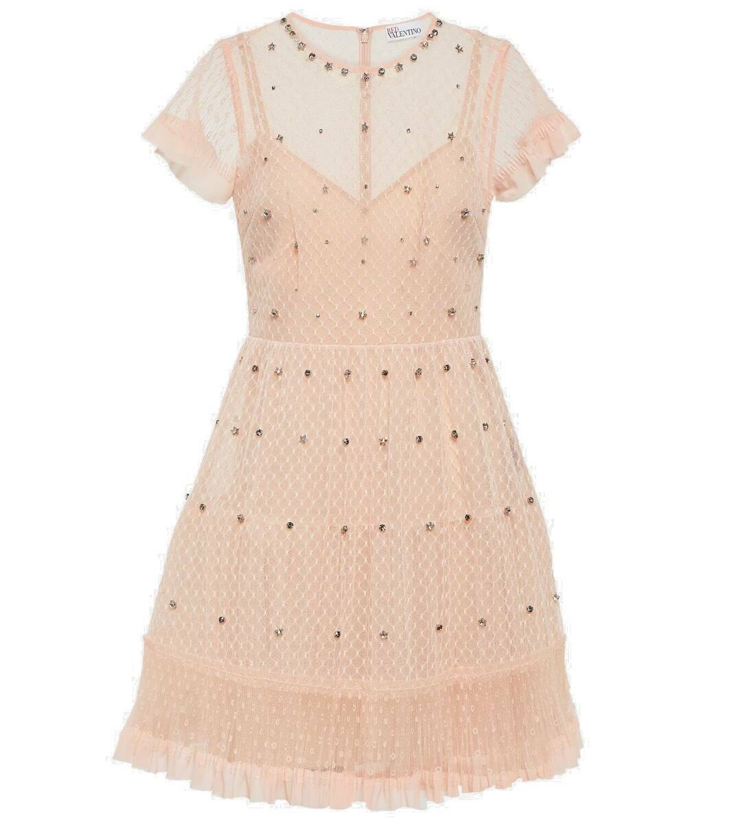 REDValentino Embellished point d'esprit tulle minidress RED
