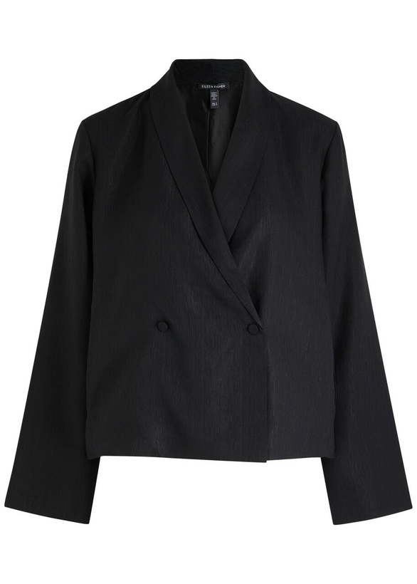 Photo: Eileen Fisher Textured Silk-weave Jacket Black