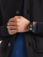 Montblanc - 1858 Geosphere Limited Edition Automatic 42mm Distressed Stainless Steel and Leather Watch, Ref. No. 128257