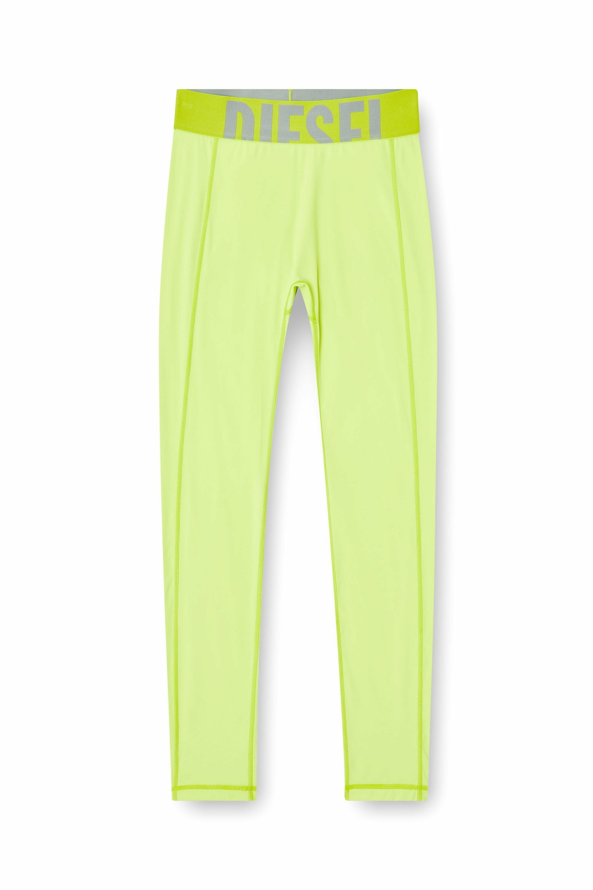 Diesel Microfibre leggings with cut-off logo - Pants Womens in Green