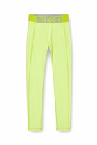 Diesel Microfibre leggings with cut-off logo - Pants Womens in Green