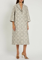 Huishan Zhang Liliane Floral-jacquard Cotton-blend Coat Grey