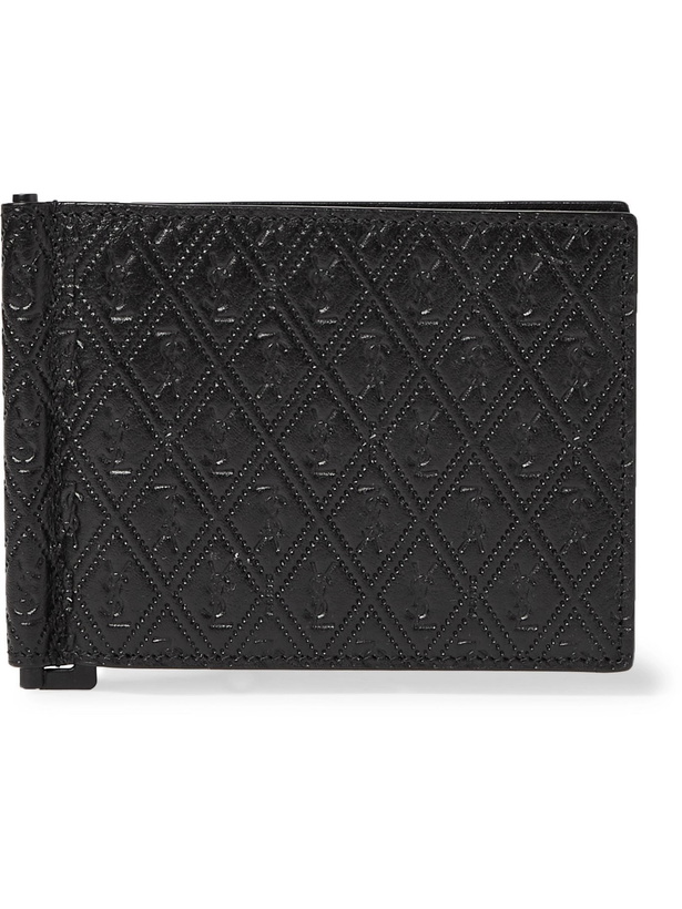 Photo: SAINT LAURENT - Logo-Debossed Leather Wallet with Money Clip - Black