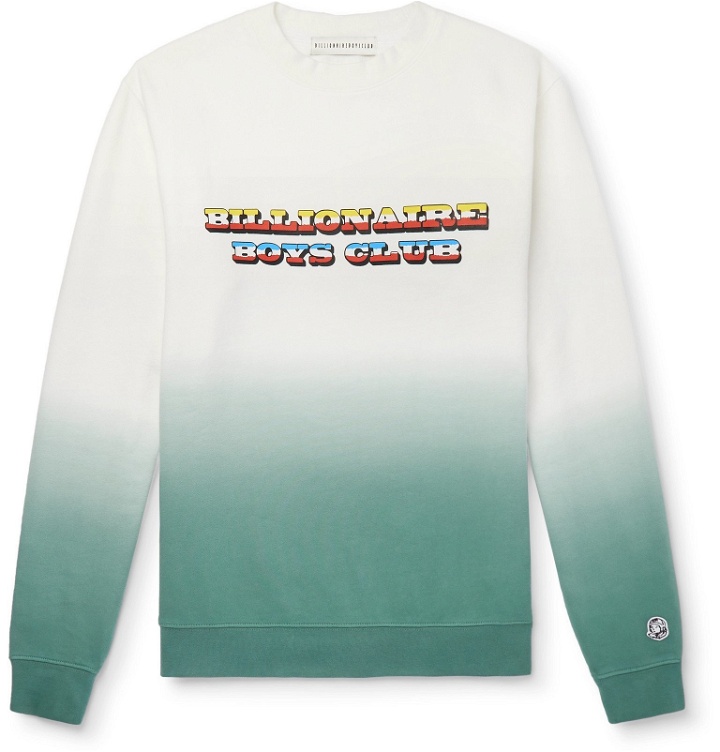 Photo: Billionaire Boys Club - Logo-Print Dip-Dyed Loopback Cotton-Jersey Sweatshirt - White