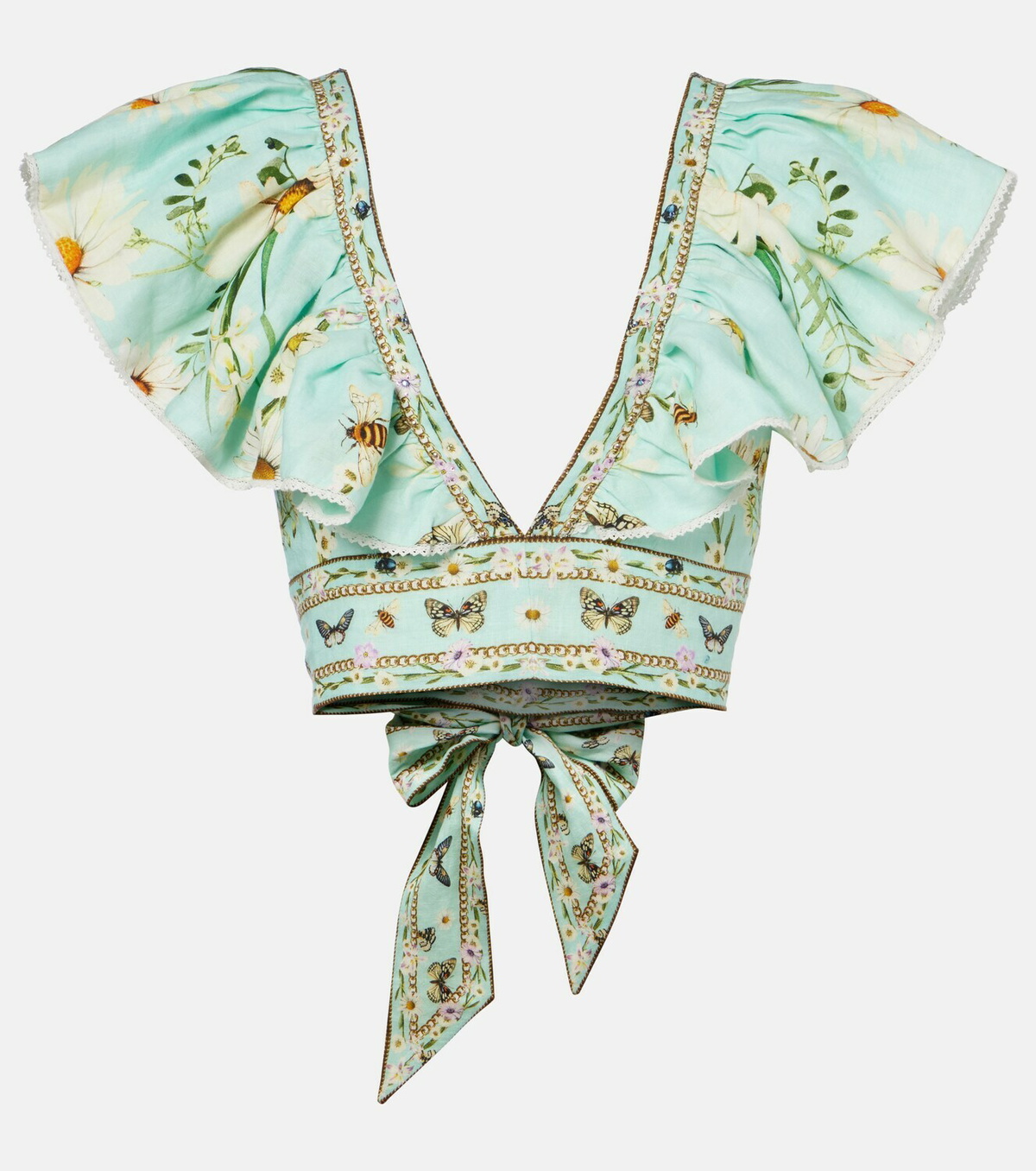 Camilla Floral linen crop top