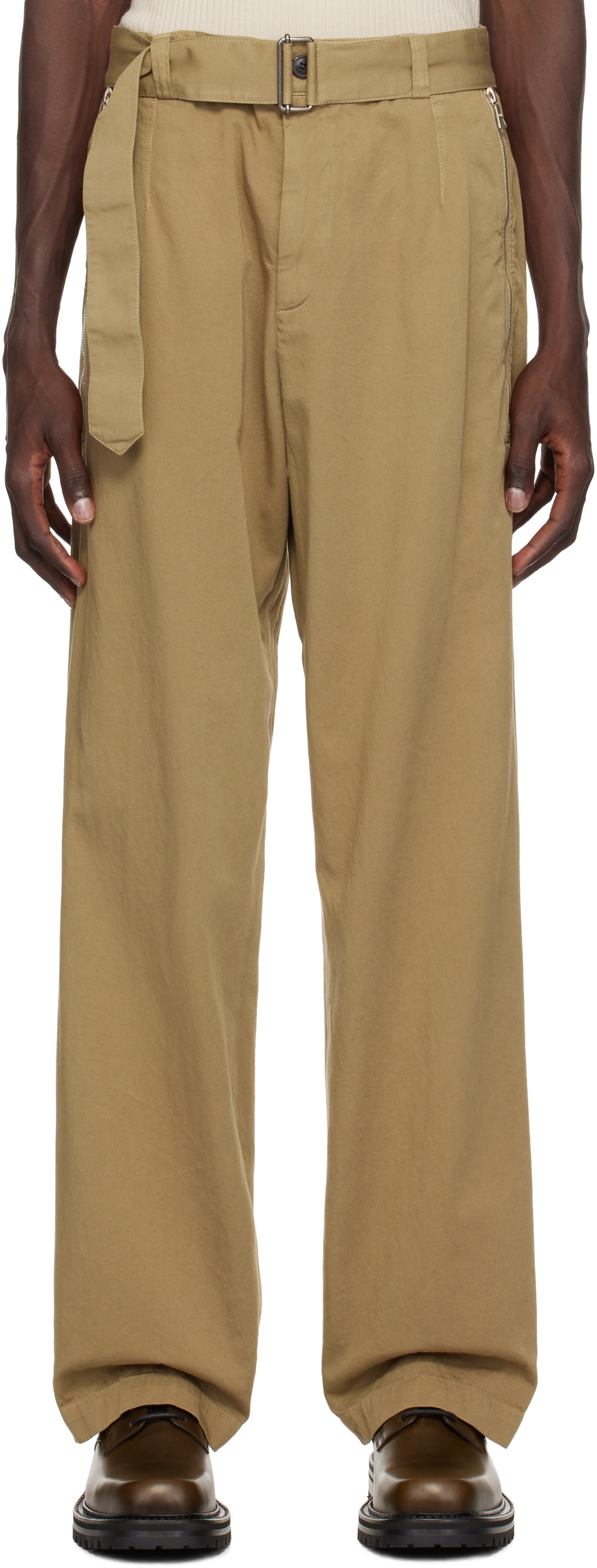 Dries Van Noten Navy Wide Belted Cargo Pants Dries Van Noten