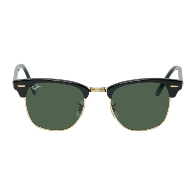 Photo: Ray-Ban Black and Gold Clubmaster Classic Sunglasses