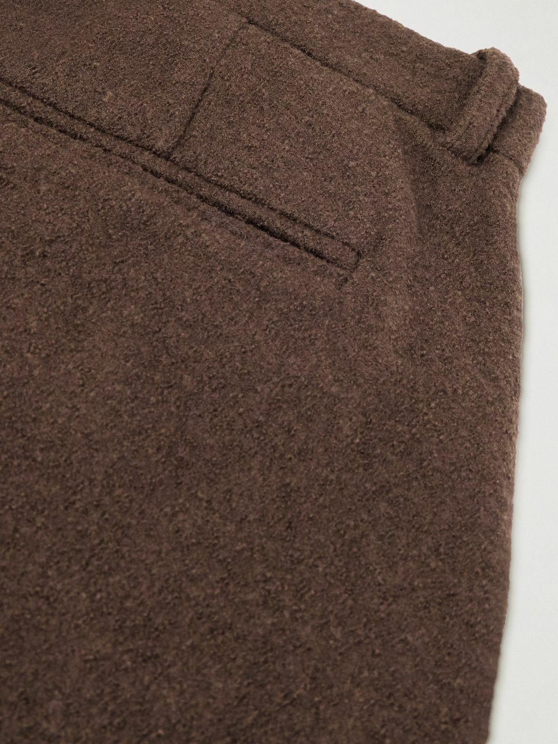 Kartik Research - Straight-Leg Pleated Brushed-Wool Trousers - Brown
