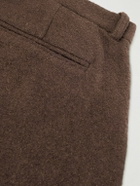 Kartik Research - Straight-Leg Pleated Brushed-Wool Trousers - Brown
