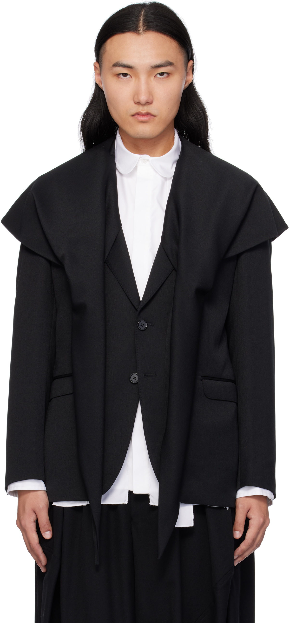Simone Rocha Black Scarf Insert Classic Blazer
