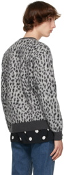 WACKO MARIA White & Grey Leopard Jacquard 'Guilty Parties' Cardigan